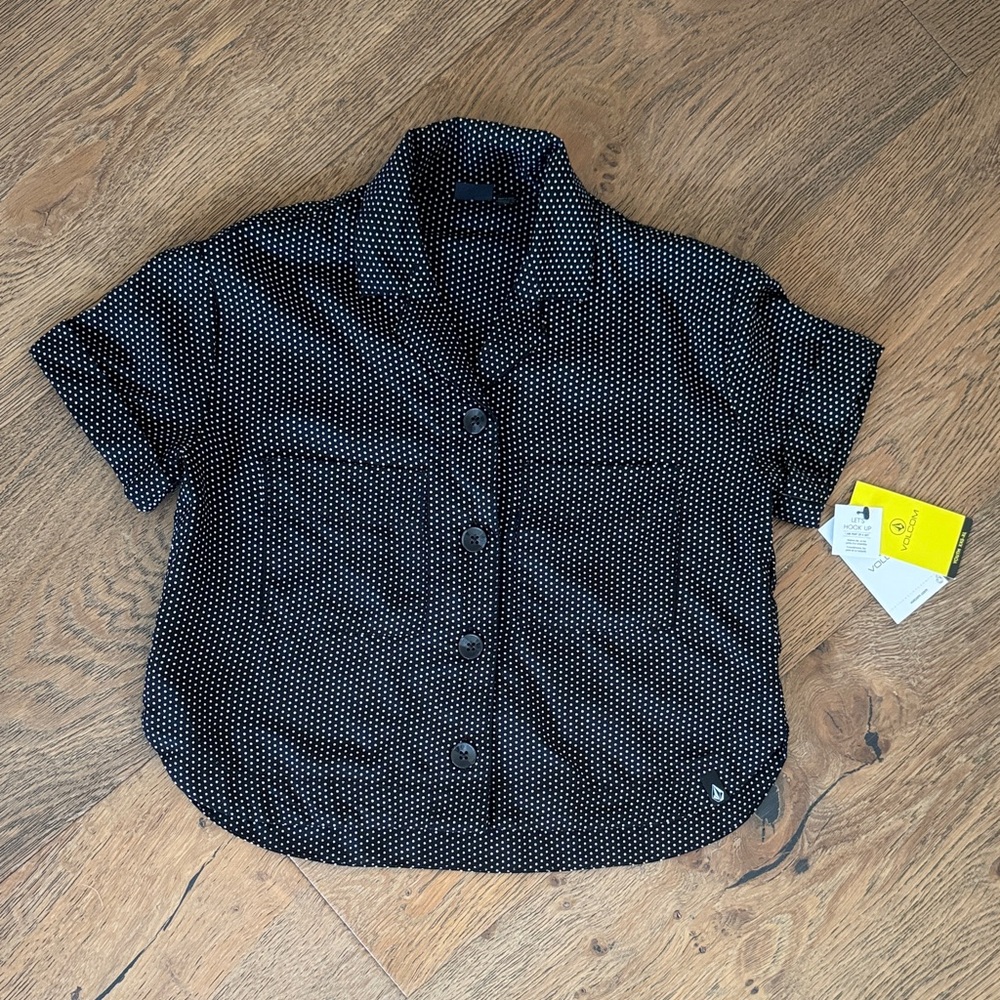 Volcom Black and White Polka Dot Short Sleeve Shirt